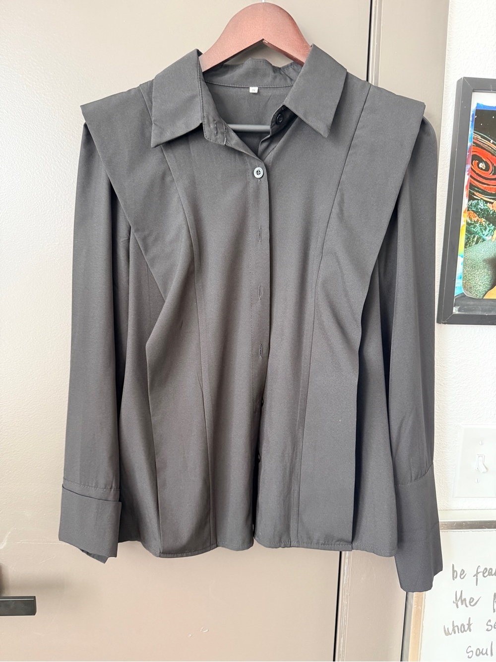 Classic Black Button-Front Women's Top